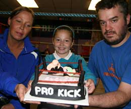 ProKick's Birthday Girls Chelsea Leigh Swift receives first birthday cake