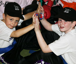 9 year old Jack and Kyle who teamed up to win the pairs sit-up competition