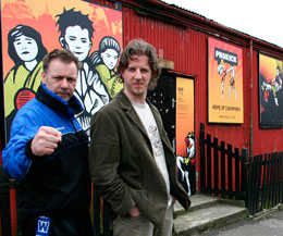 The site was designed by graphic artist and Prokick member Daryl Campbell (pictured with Billy Murray at the gym) who designed the Prokick artwork