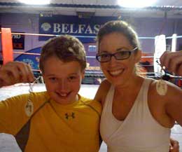 Budding stars of the future Heather Carson and Peter Gibbons both won the ProKick Says competition and they done it with a smile.