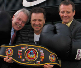 Ulster Televisions Sean Ferrin (Left) and Paul Clarke (right) with Billy Murray