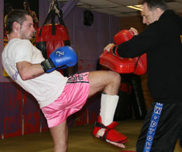 Hamilton practises knee strikes ahead of his Muay Thai bout this weekend in Italy