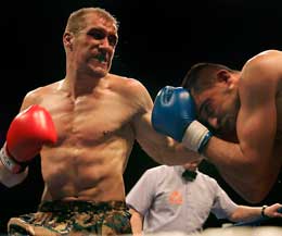 Action from the acclaimed Mania VII kickboxing event at the Odyssey Arena, Belfast