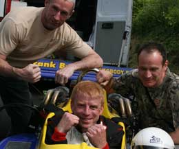 Frank Byrnes with Ken Horan (Left) and Robert Masterson (right) all there to support the kickboxing ace