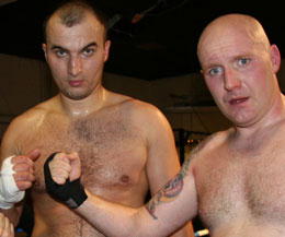 Tough Dubliner, Barry Matthews (Right) did not allow Miroslav Herda to use his long legs or his boxing ability