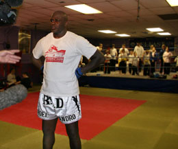 K1 kickboxing Giant Ernesto Hoost being interviewed the last time he was in Belfast