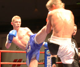 Mikey Shields in action against Mark Bird