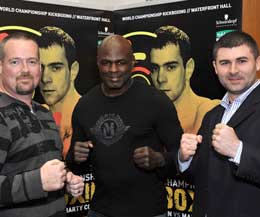 Heavyweights Big James Gillen and Dylan Scally with K1 Superstar Ernesto Hoost (centre)