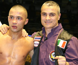 The event was promoted by Mr Carlo Barbuto the WKN representative for Italy (Picture right with his fighter Patrick Carta