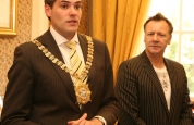 The Rt Hon, Alderman Gavin Robinson welcomes the ProKick team to the Belfast City Hall