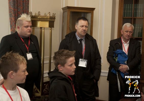 Some of the ProKick team listen to the First Minister talking about Stormont