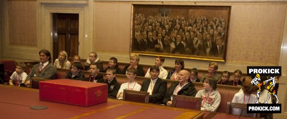 Kids & parents from prokick in the Senate Chamber