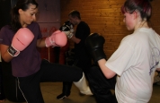 Working the legs Emma and Charlotte on Thursdays new sparring class.-week2-no1