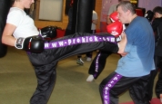 Janice throwing a front kick week 3 of the new beginners course.-week3-no3