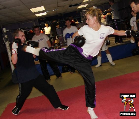 Janice throwing a nice high roundhouse kick at the new sparring course.-20