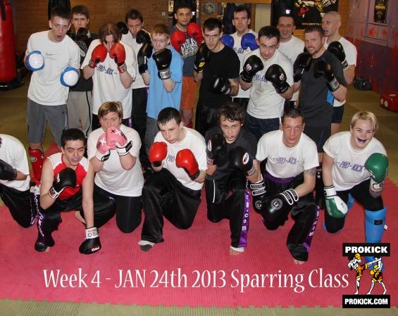 24/01/2013-4th-week-sparring Week 4 - Pictured here are some of the new sparring class who sign-up for 6 weeks of contact side of kickboxing