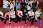 24/01/2013-4th-week-sparring Week 4 - Pictured here are some of the new sparring class who sign-up for 6 weeks of contact side of kickboxing
