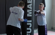 A little pre-fight training - Jake and Bailey pair up for some bag work 