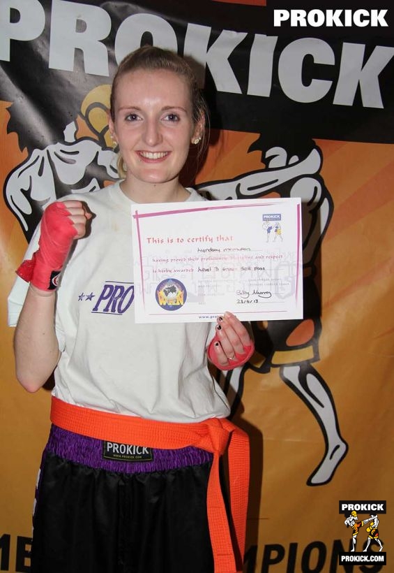 Lyndsay McMullan new prokick kickboxing green belt