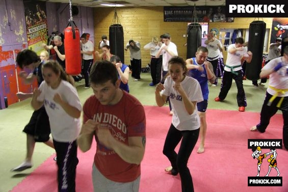 ProKick Members getting ready kickboxing grading