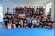 Group of kickboxers with Ernesto Hoost in Geneva Switzerland