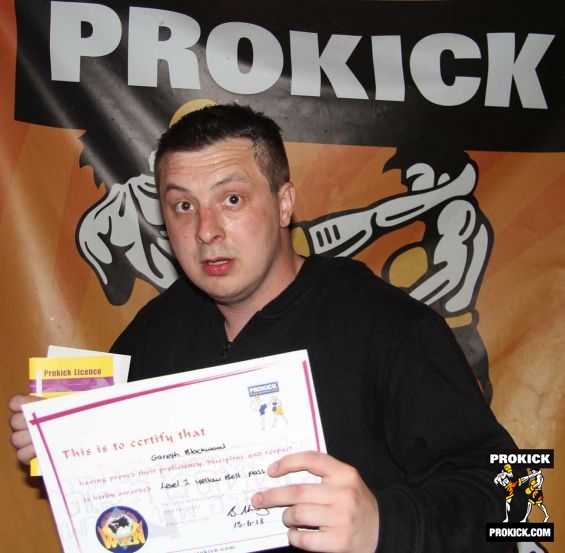 Gareth Glackwood new kickboxing prokick yellow belt
