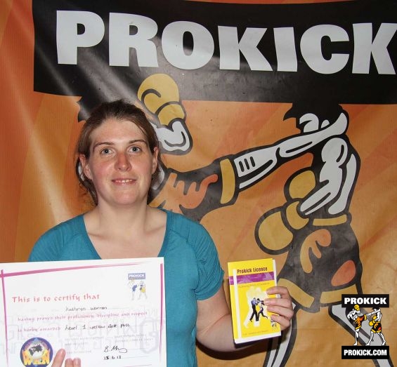 Kathryn Warren new kickboxing ProKick-yellow-belt