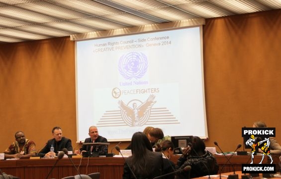 The Peace Fighters take the floor at the United Nations