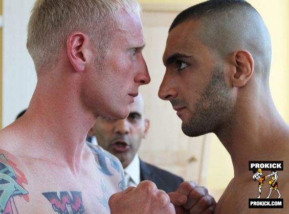 Eye Balling Darren McMullan face-off  with Mimoun Zahafi in paris