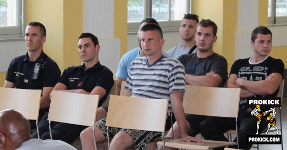 Fighters wait at the Press Weigh-ins