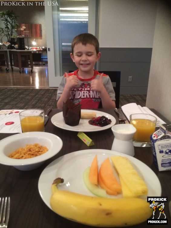 Breakfast time at hotel in LA USA