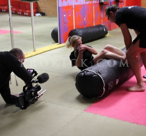 Cathy McAleer working on sit-ups for kickmas