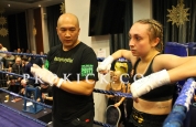 Ariana with coach after stoppage