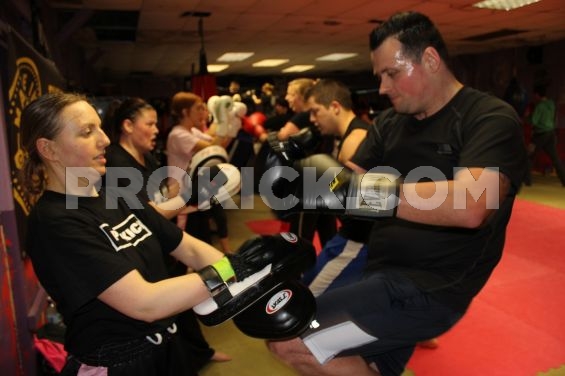 Knee strikes on pads