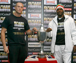 Belshaw was confident of beating Audley but it was not to be this time as Audley Harrison wins the Prizefighte - picture from the Weigh-in