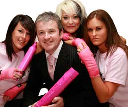 Brendan Thompson Schwarzkopf manager, Company haircutters hairstylist/Ring Girl Stephanie Davidson, Pamela McNeil and Natalie Hayes