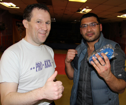 /winner of Prokick Says Dinesh Kunar with ProKick instructor Mr Paul Gordon