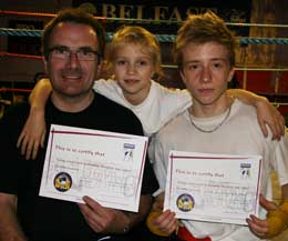 One of the many happy familes at Prokick - Mr Dougal with daughter Niamh and son Ryan