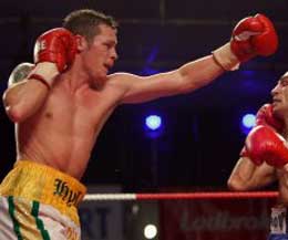 Eddie Hyland 9Pictured in action) will face Oisin Fagan for the vacant IBF International super-featherweight