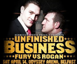 Irish Heavyweight Championship 12 x 3 min rounds Tyson Fury (Nutts Corner / Manchester) vs. Martin Rogan (Belfast)