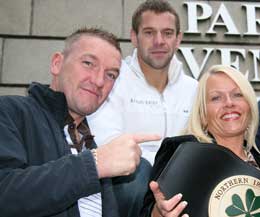 Gary Hamilton (centre) with promoters, Jane Wilton in association with Team Alio who proudly present 6 bouts of professional boxing show this Saturday night