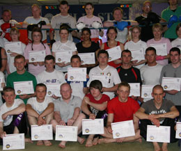 Some of the adults who passed their kickboxing grades - Sunday June 28, almost 50 adults were on advancing in their kickboxing skills.