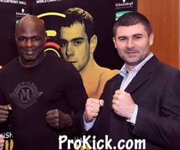 Dylan Scally came face-face with a ture King of the heavyweights - Ernesto Hoost at the launch of the December 1st event  in Belfast