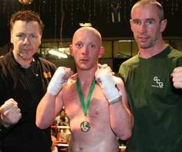 I'm glad I'm just back on the fightcard, I really don't care who I fight. Said Stuart. Jess pictured with coach Murray (left) and Ken Horan (right) - The Saintfield man is ready for action.