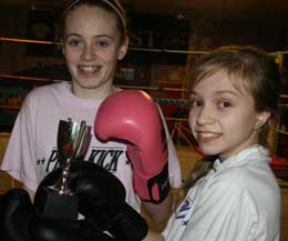 Niamh Dougal (right) and Niamh O’Brian were both chosen as overall kickboxing winners