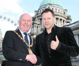 Billy Murray receives the backing from the Lord Mayor of Belfast for the backing of the initiative Fighting For Peace.