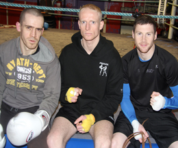 Three ProKick fighters compete this Saturday Feb 25th in London. Pictured L-R Davy Foster, Darren McMullan and Johnny Smith.