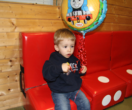 Birthday Boy Ryan pictured with his precious balloon