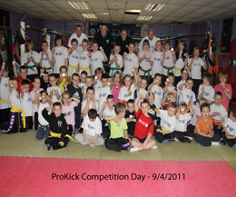 ProKick's Younger members all gathered together today for a competition day at the gym