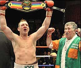 Happier days - Rogan and Breen on a high after winning the Commonwealth crown against Matt Skelton